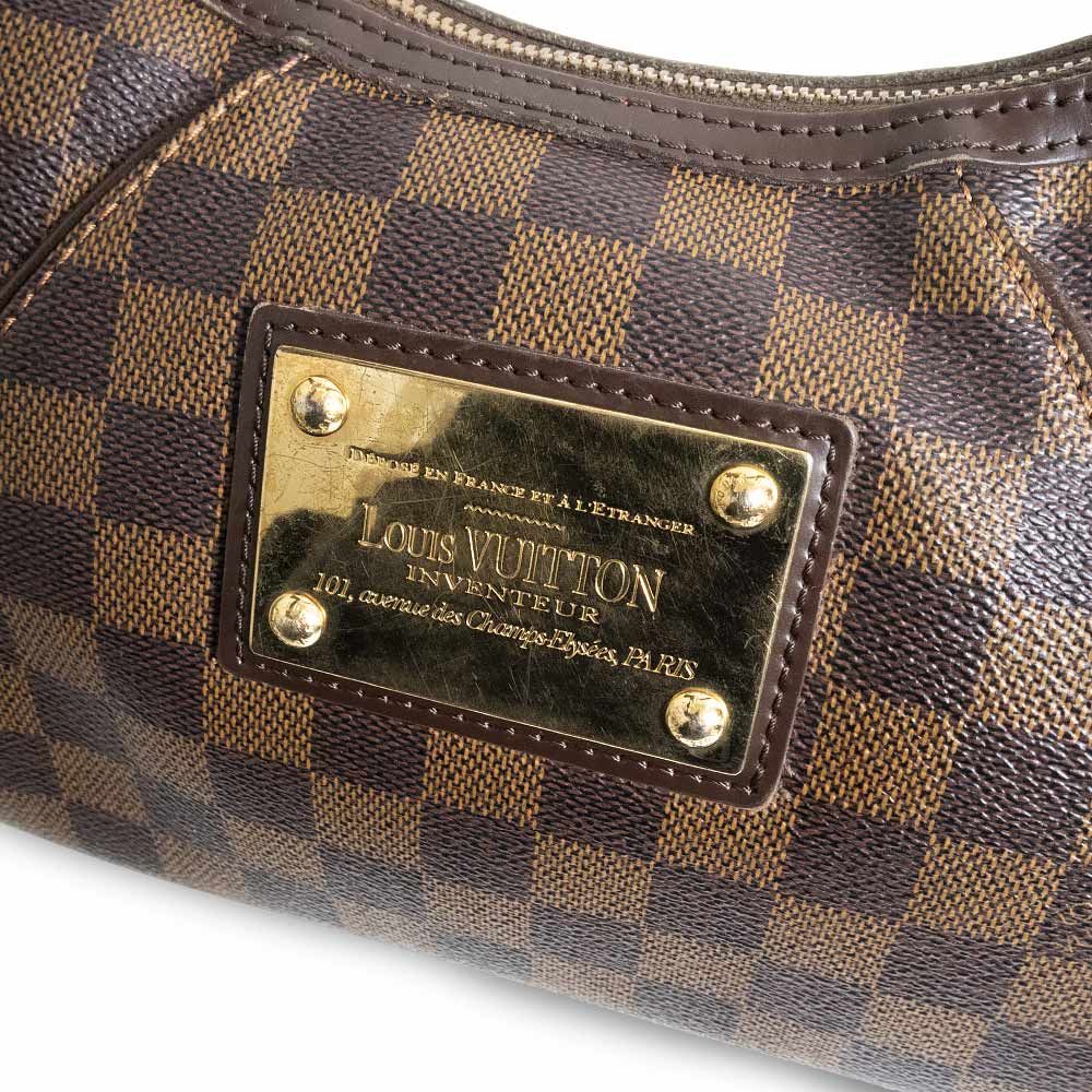 ルイ ヴィトン N48180 テムズ PM ダミエ スムースレザー ブラウン ショルダーバッグ ゴールド金具 イニシャル入り LOUIS VUITTON（中古） LOUIS VUITTON - ルイ ヴィトン N48180 テムズ PM ダミエ スムース