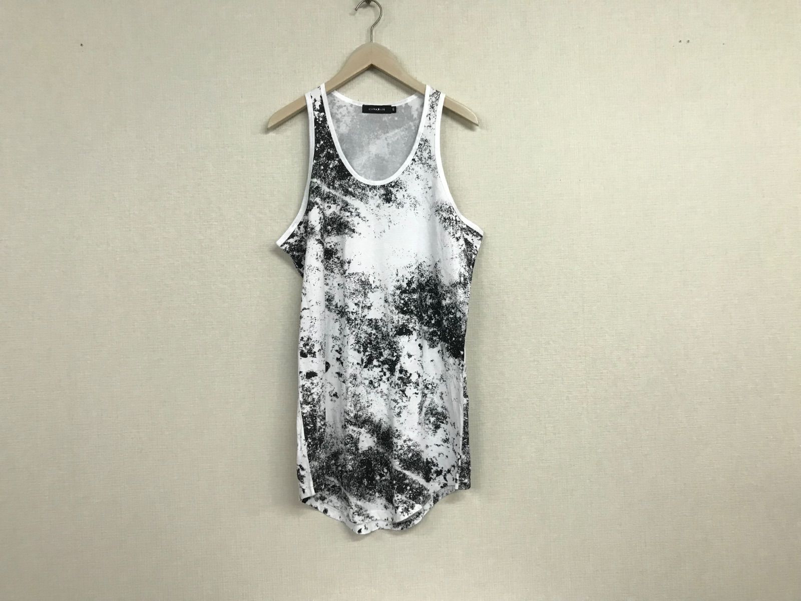 Good Condition Genuine Shiver Rise CIVARIZE Cotton Pattern Print Tank Top Mens Surf American Casual Military Street Skater Work Business Suit Mode Golf Dress Biker White White 46M