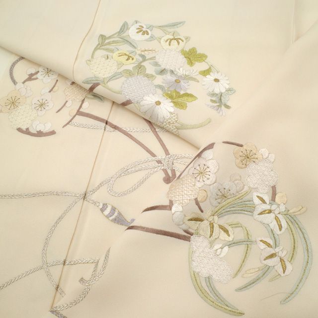 新古品】 訪問着 手刺繍 着物 未使用 フォーマル 正絹 袷 金糸