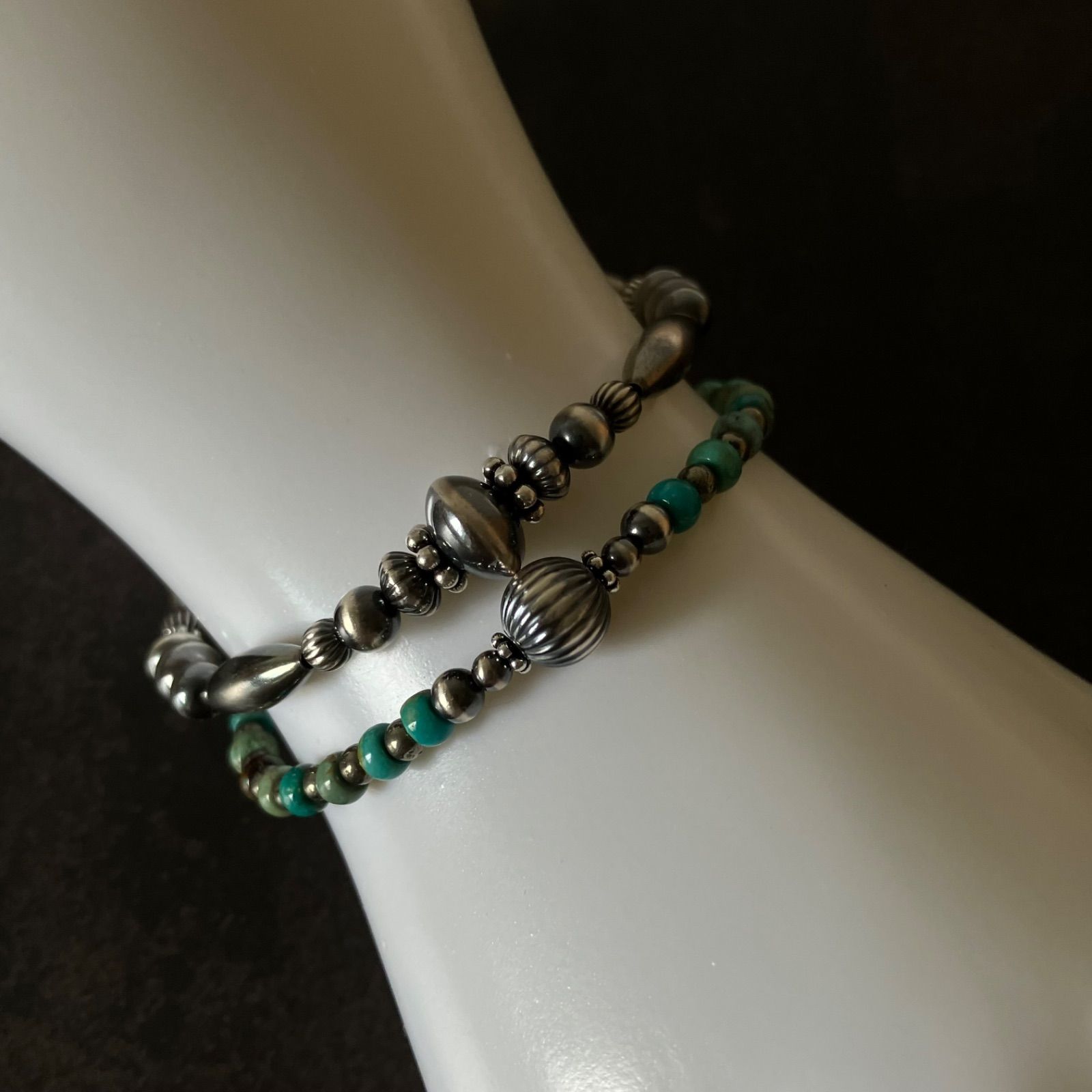 silver925ナバホパール×アリゾナ産 天然ターコイズ ×パイライトの