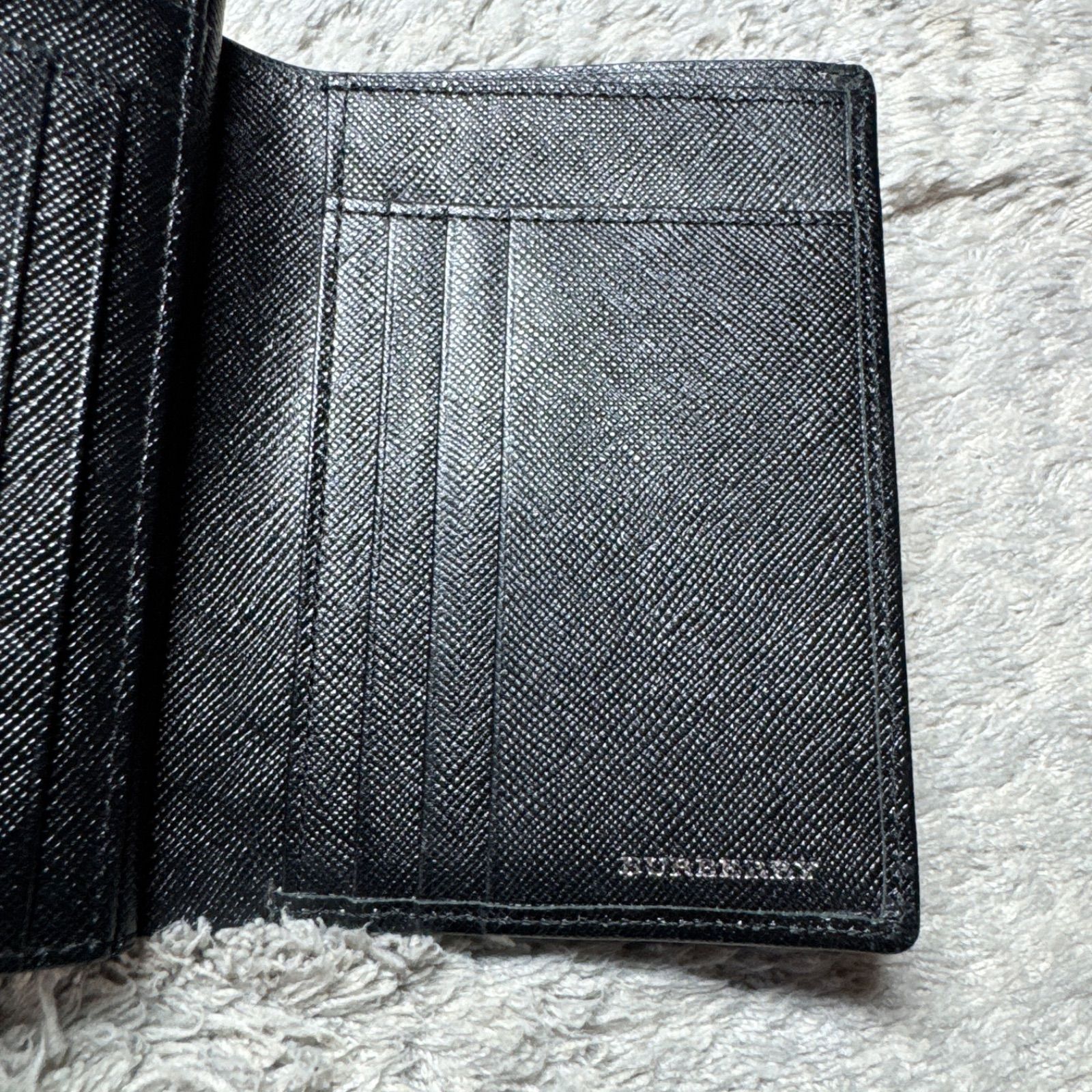 BURBERRY バーバリー 三つ折り財布 本革 レザー ブラック がま口
