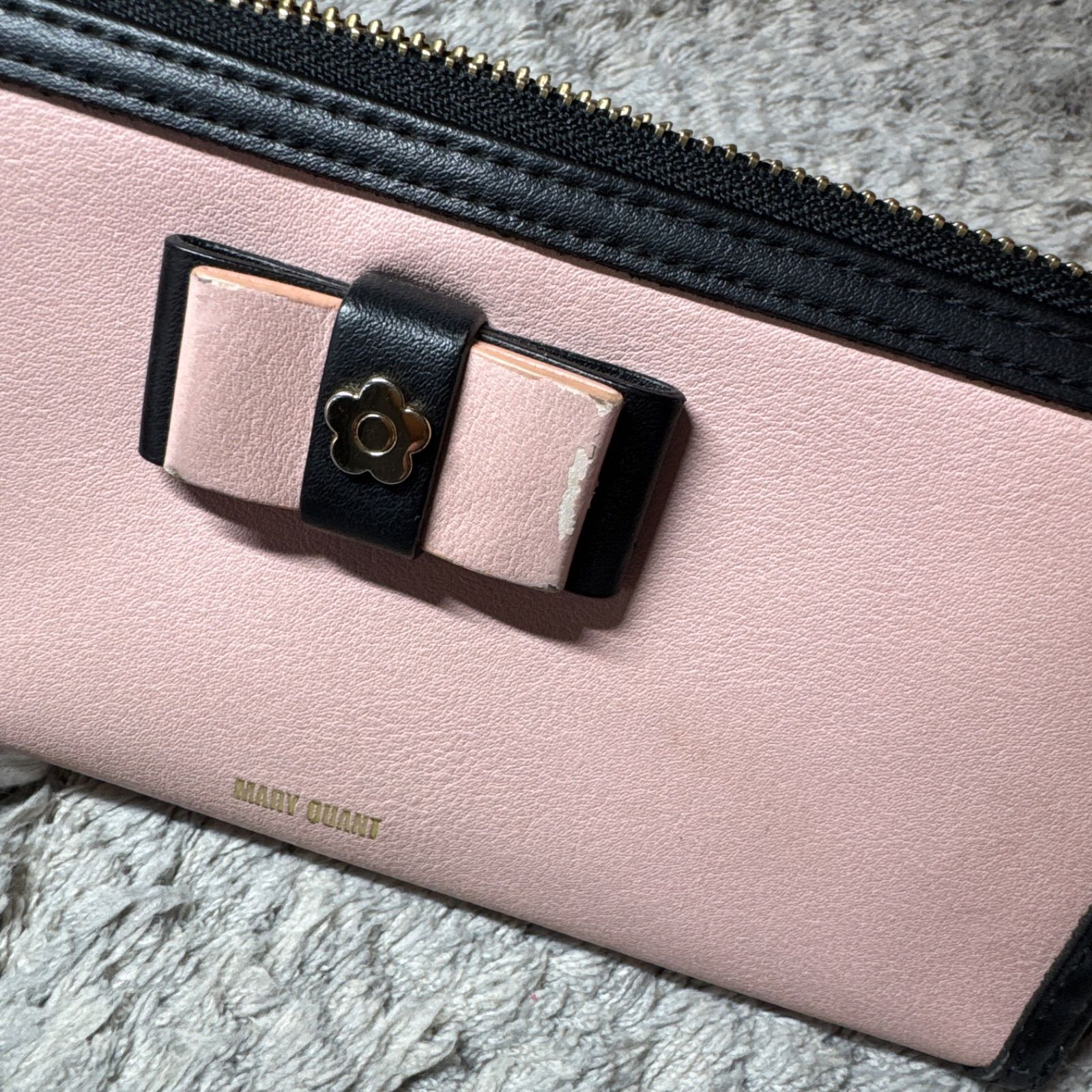 MARY QUANT マリークワント 長財布 ラウンドファスナー ピンク - メルカリ