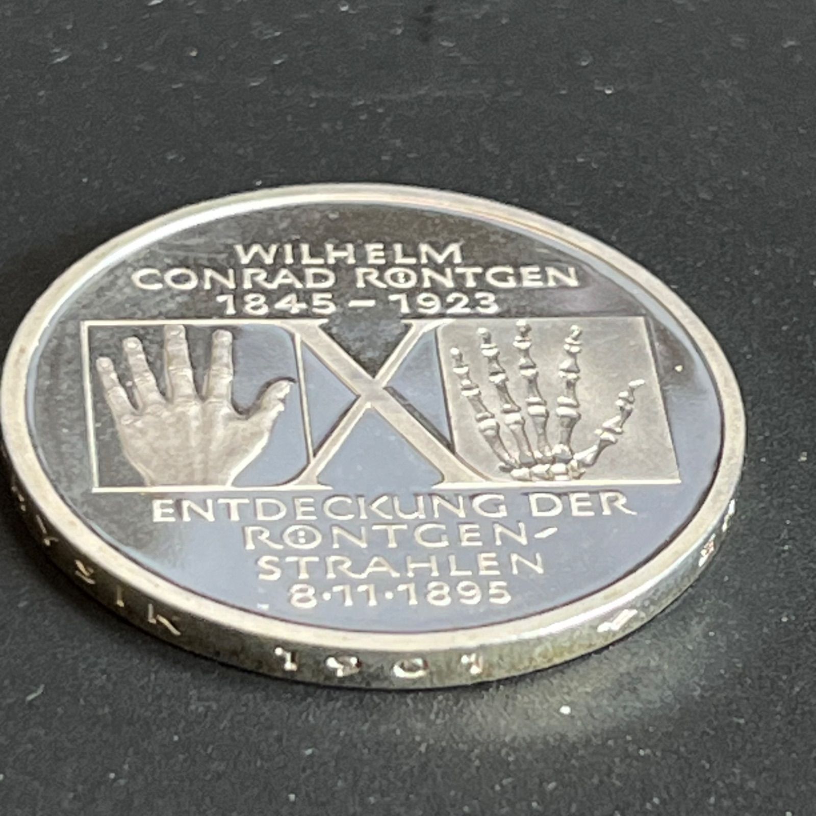 銀貨】1995年 ドイツ連邦共和国 10マルク レントゲン X線発見100周年