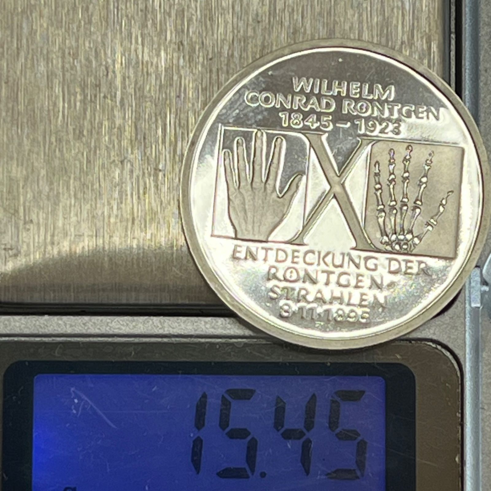 銀貨】1995年 ドイツ連邦共和国 10マルク レントゲン X線発見100周年