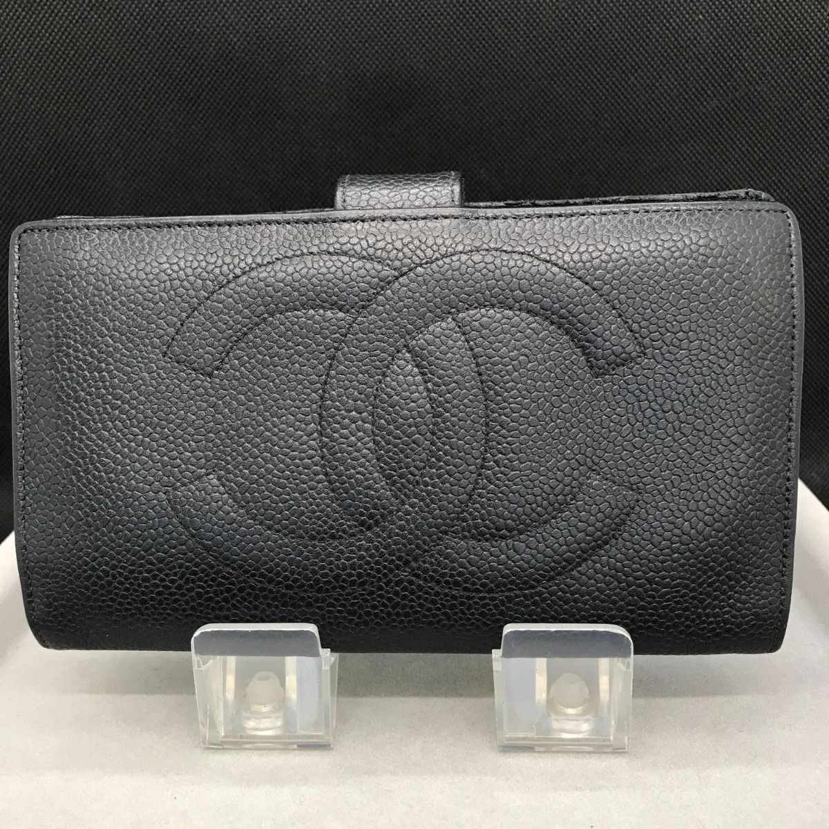 CHANEL シャネル 長財布 ココマーク キャビアスキン ブラック系 1764 