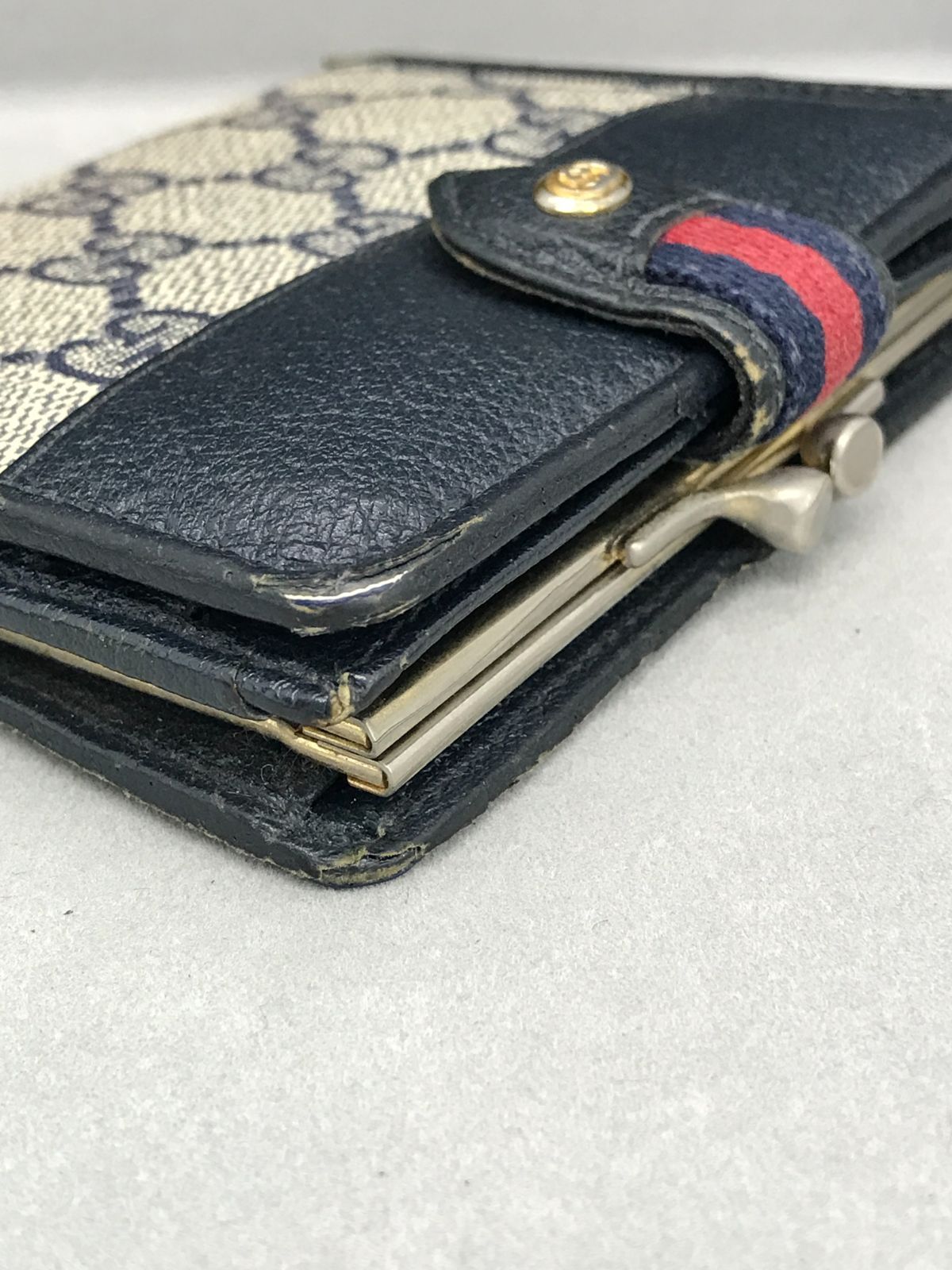 GUCCI オールドグッチ 二つ折り財布 シェリーライン GGスプリーム