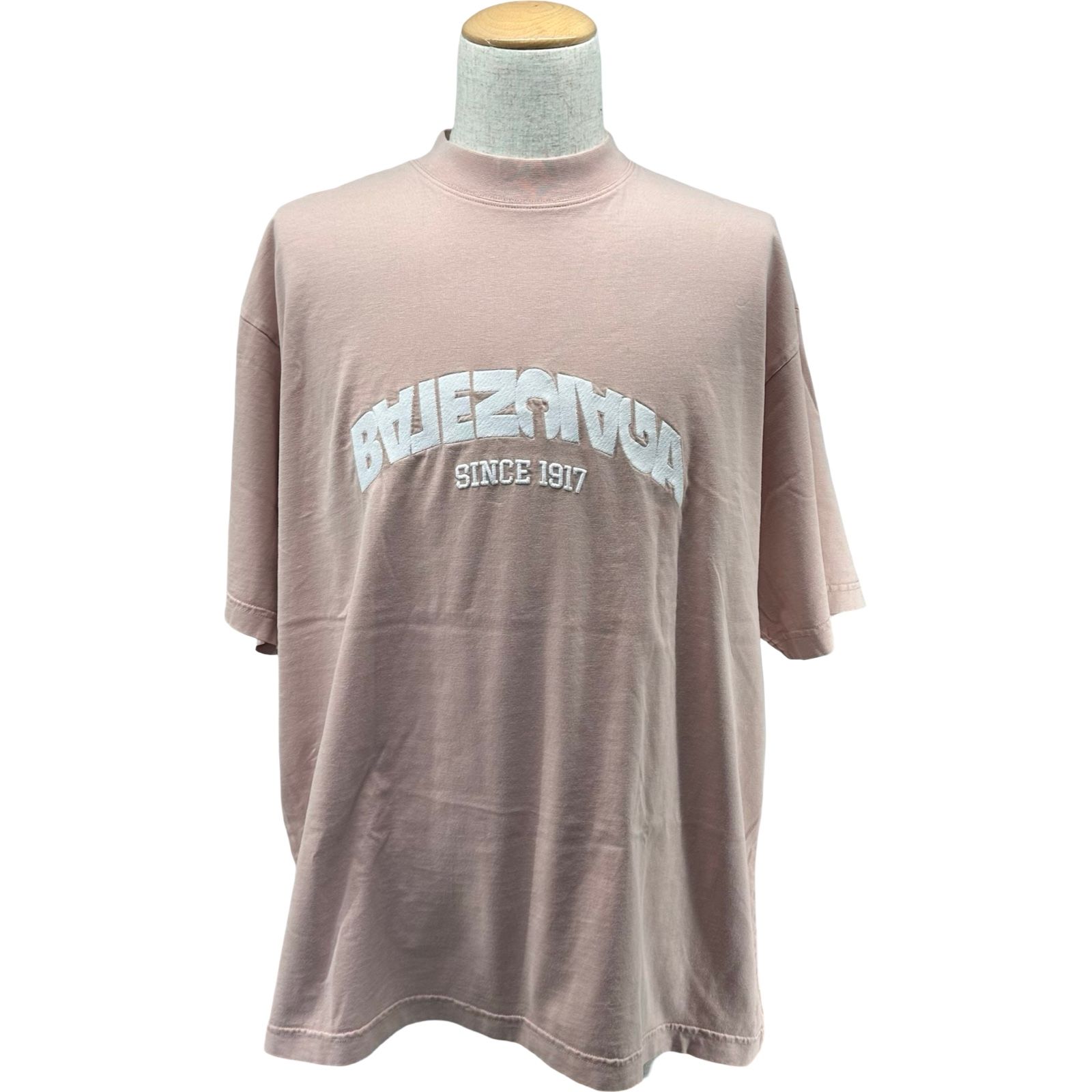 バレンシアガ BALENCIAGA バックフリップロゴ刺繍半袖Tシャツ 764235 
