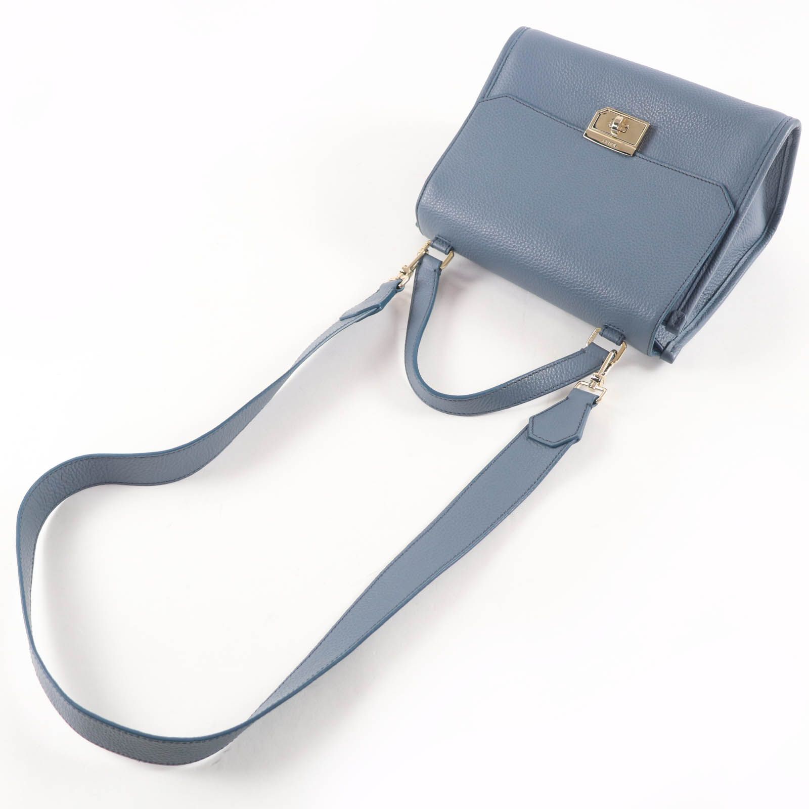 極美品☆BALLY バリー Bloommy.O  2WAY レザー ハンドバッグ ショルダーバッグ ブルー ゴールド金具 レディース 極美品☆BALLY バリー Bloommy.O 2WAY レザー ハンドバッグ ショルダー