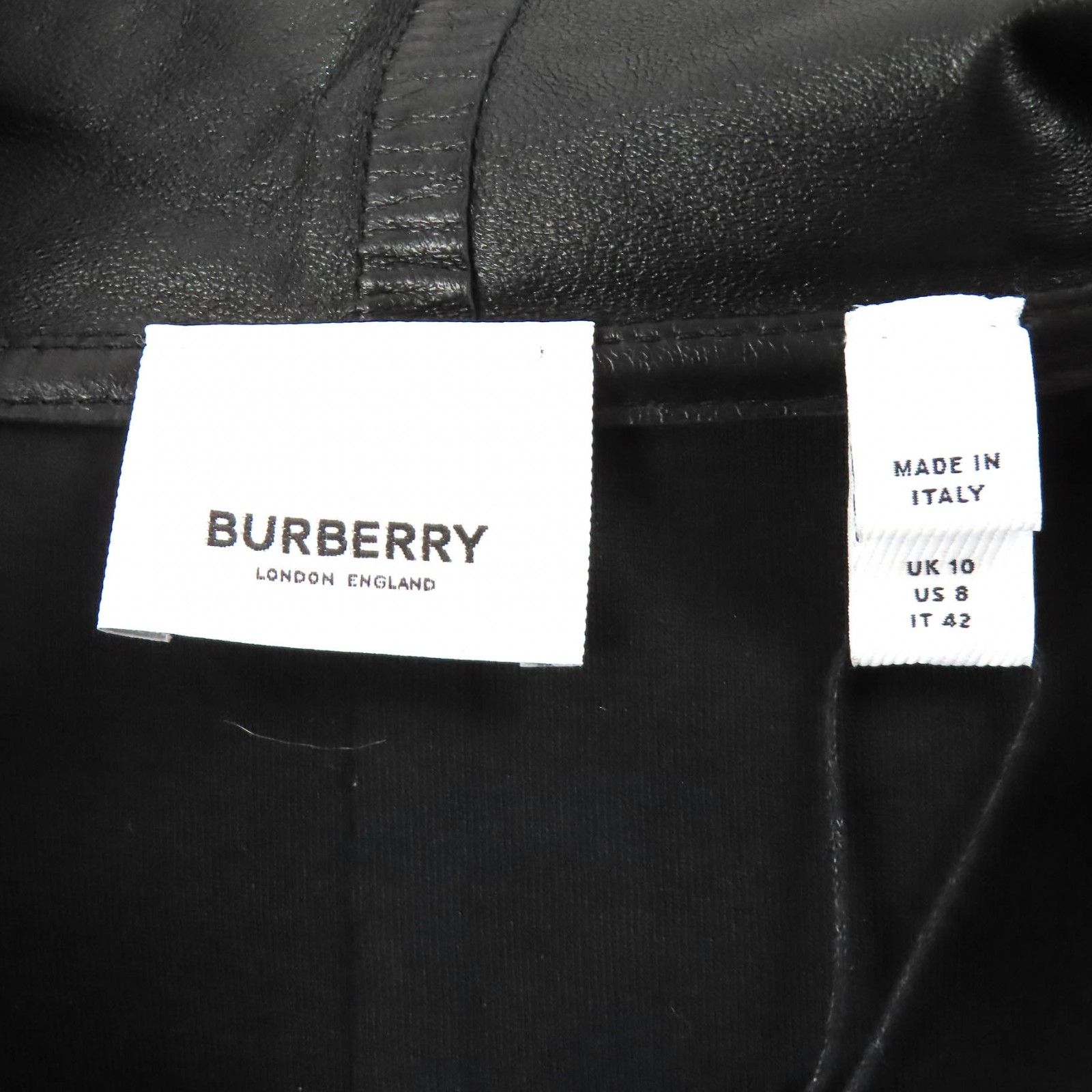 未使用品△BURBERRY バーバリー 8047279 ラムレザー 長袖 プルオーバー フーディー パーカー ブラック 42 イタリア製 正規品 レディース オススメ◎ BURBERRY - 未使用品△BURBERRY バーバリー 8047279 ラムレザー 長袖