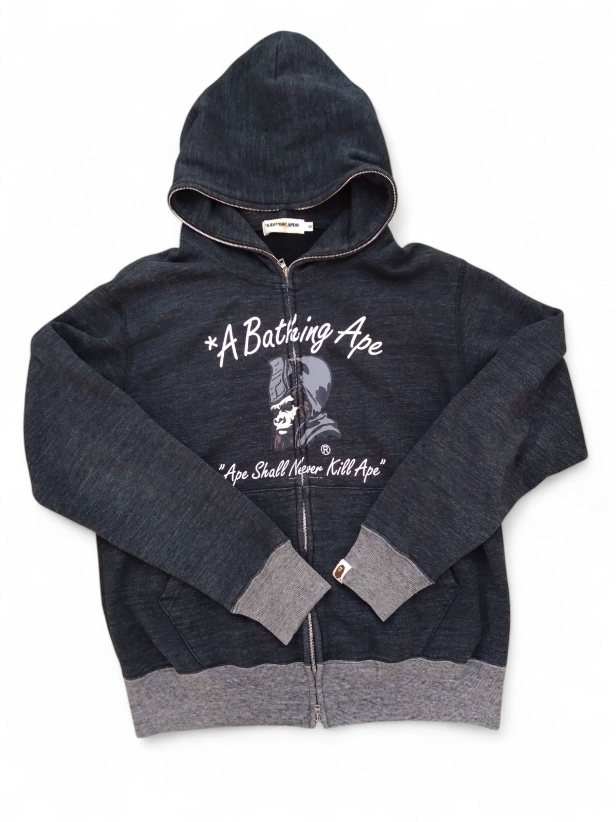 A BATHING APE BAPE ジップパーカー ロゴプリント Sサイズ ネイビー系 