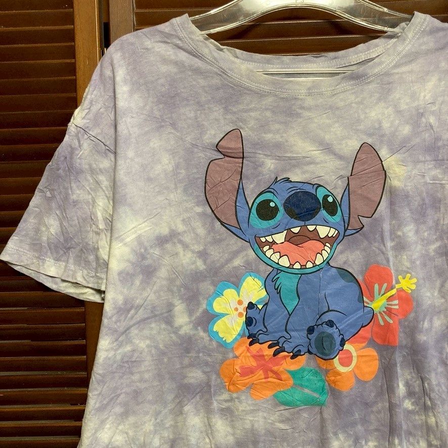 キャラ Tシャツ スティッチ ディズニー Disney アニメ 紫 S(日本サイズ