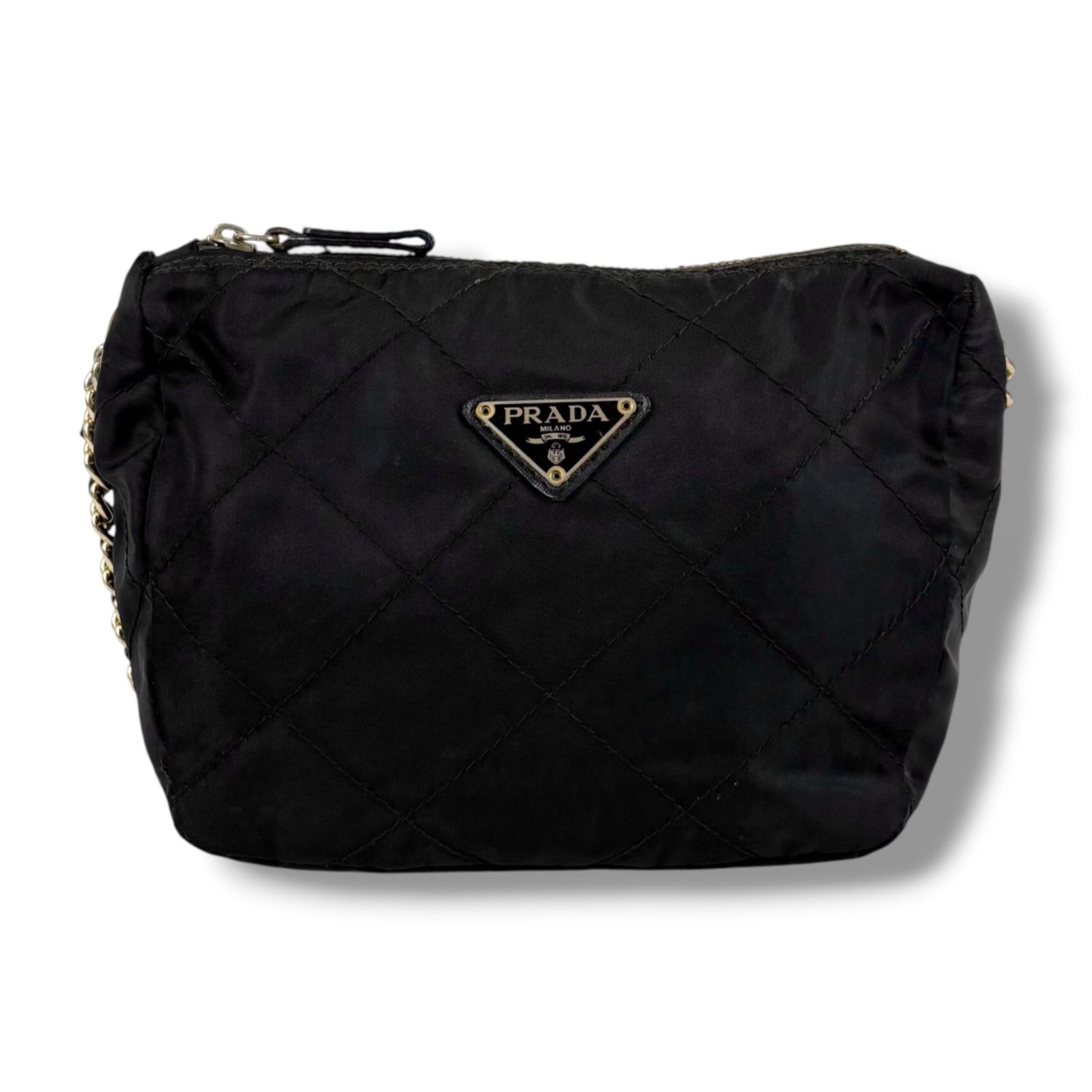 プラダ PRADA キルティング加工 トライアングルロゴ チェーン 
