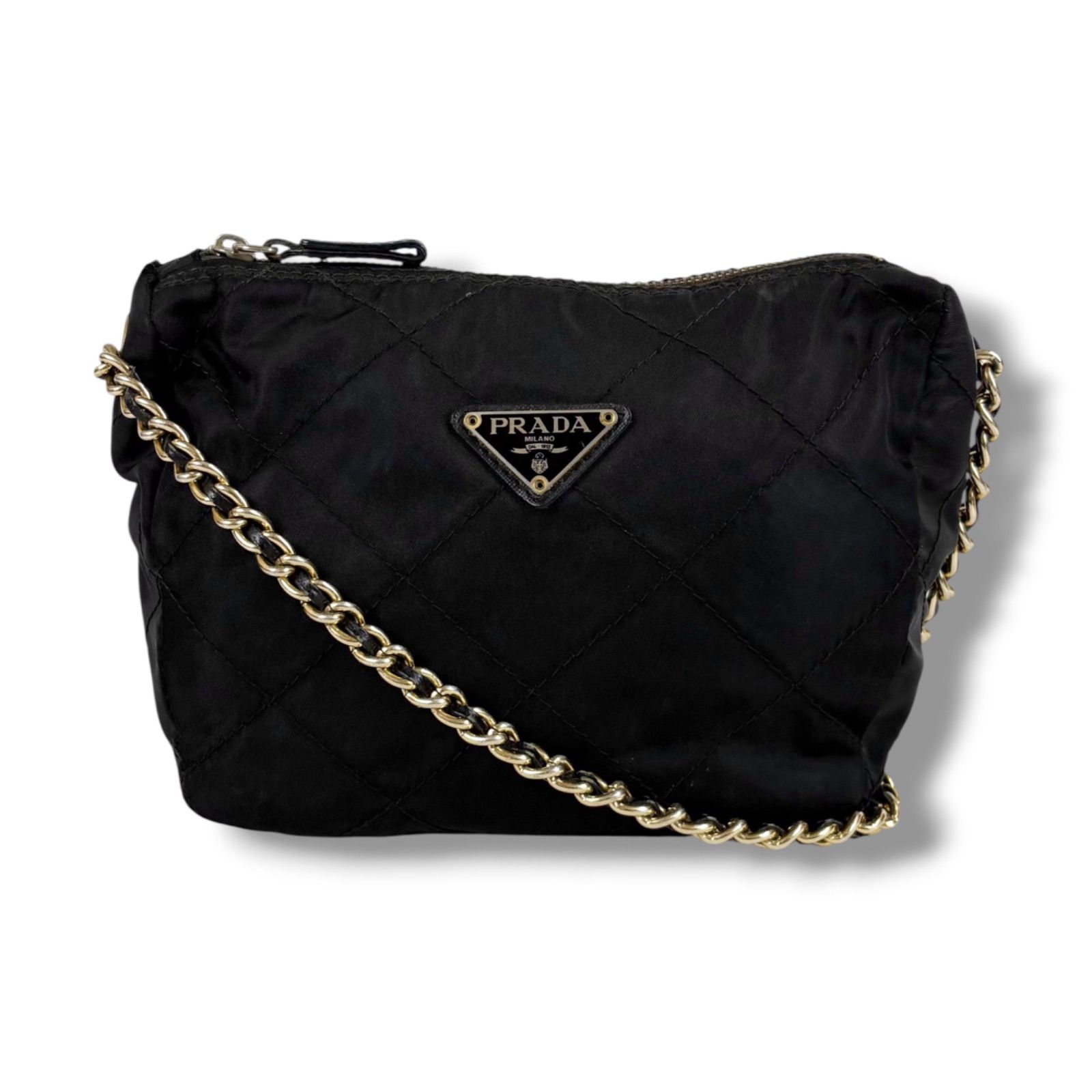 プラダ PRADA キルティング加工 トライアングルロゴ チェーン 
