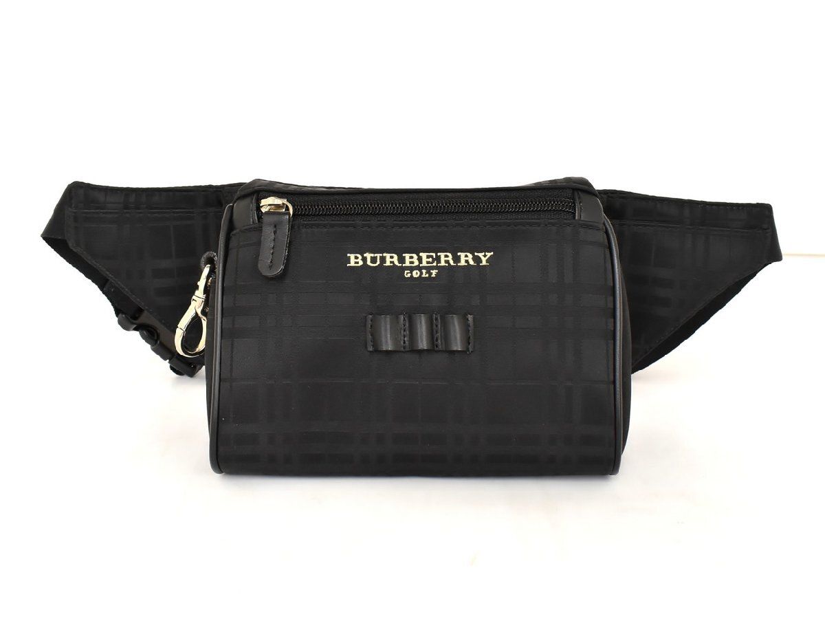 バーバリーゴルフ BURBERRY GOLF ウエストバッグ ブラック レディース 2WAY ポーチ ベルトバッグ → 2505LT169