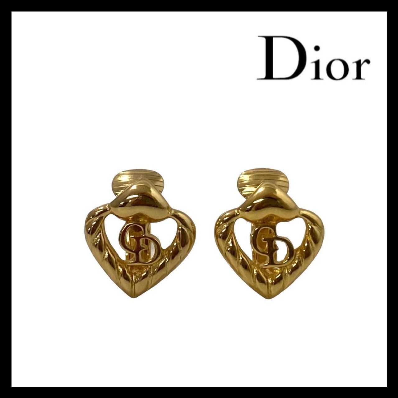 Dior】CDロゴ ハート イヤリング ゴールド/金カラー ヴィンテージ 