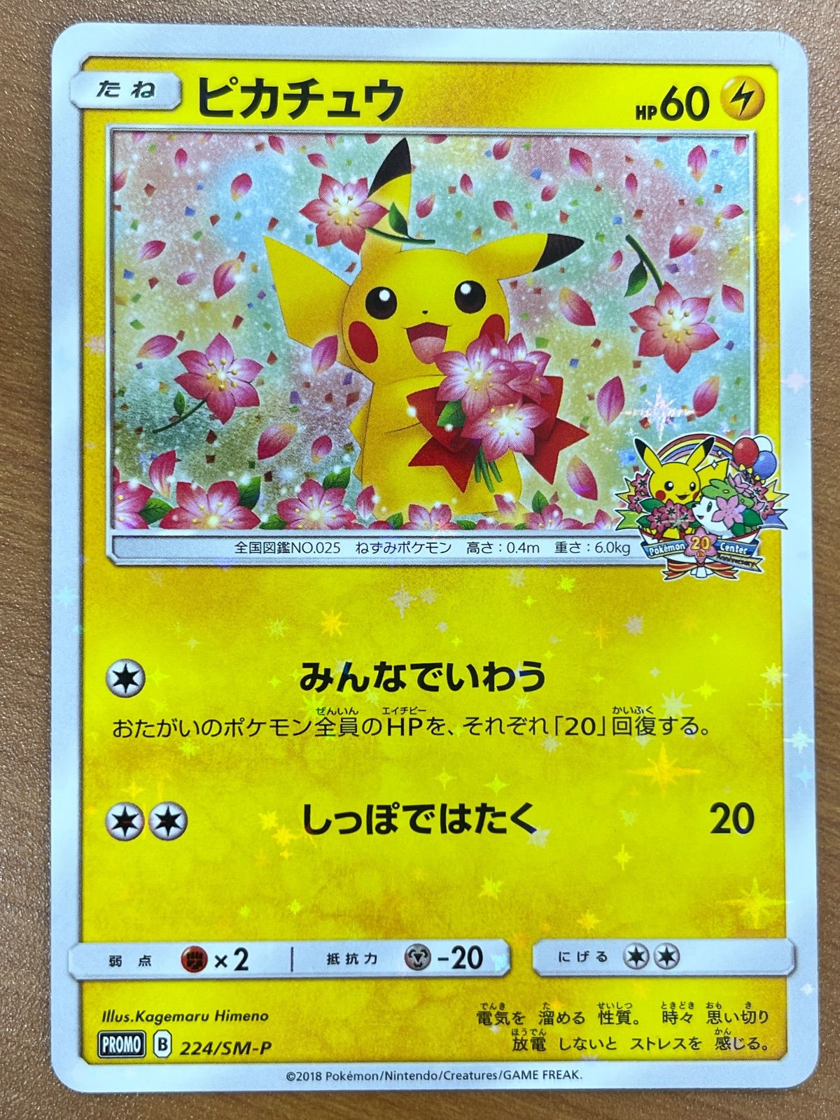 状態A ピカチュウ プロモ 224/SM-P ポケモンセンター 20th みんなで 