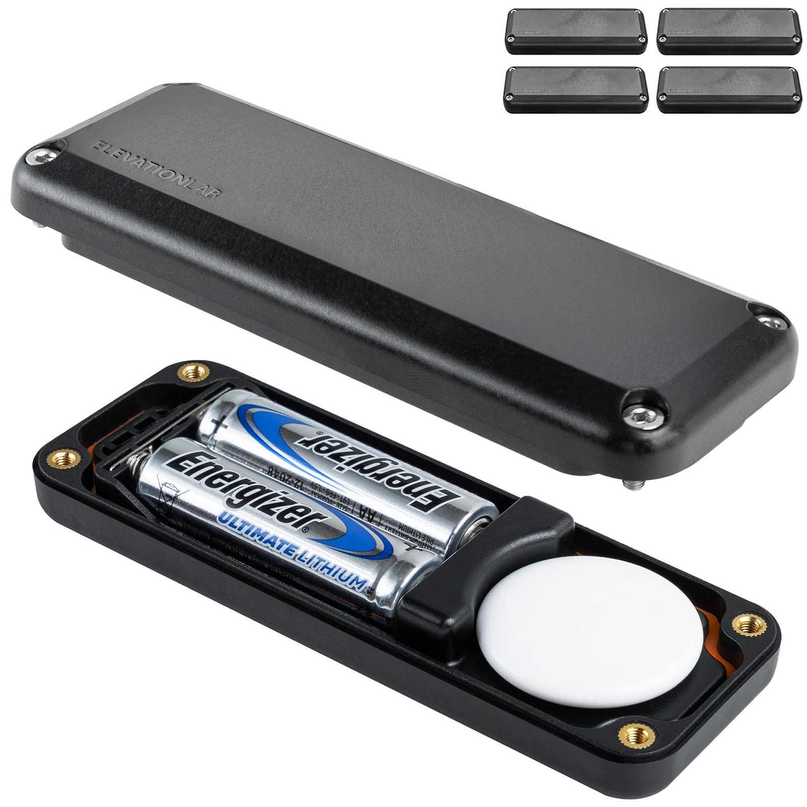 Elevation Lab AirTag 10年延長バッテリーケース - 単三電池使用 - CR2032 TimeCapsuleより14倍大容量|防水、CR 2032バッテリー交換(4個パック) [4-Pack]