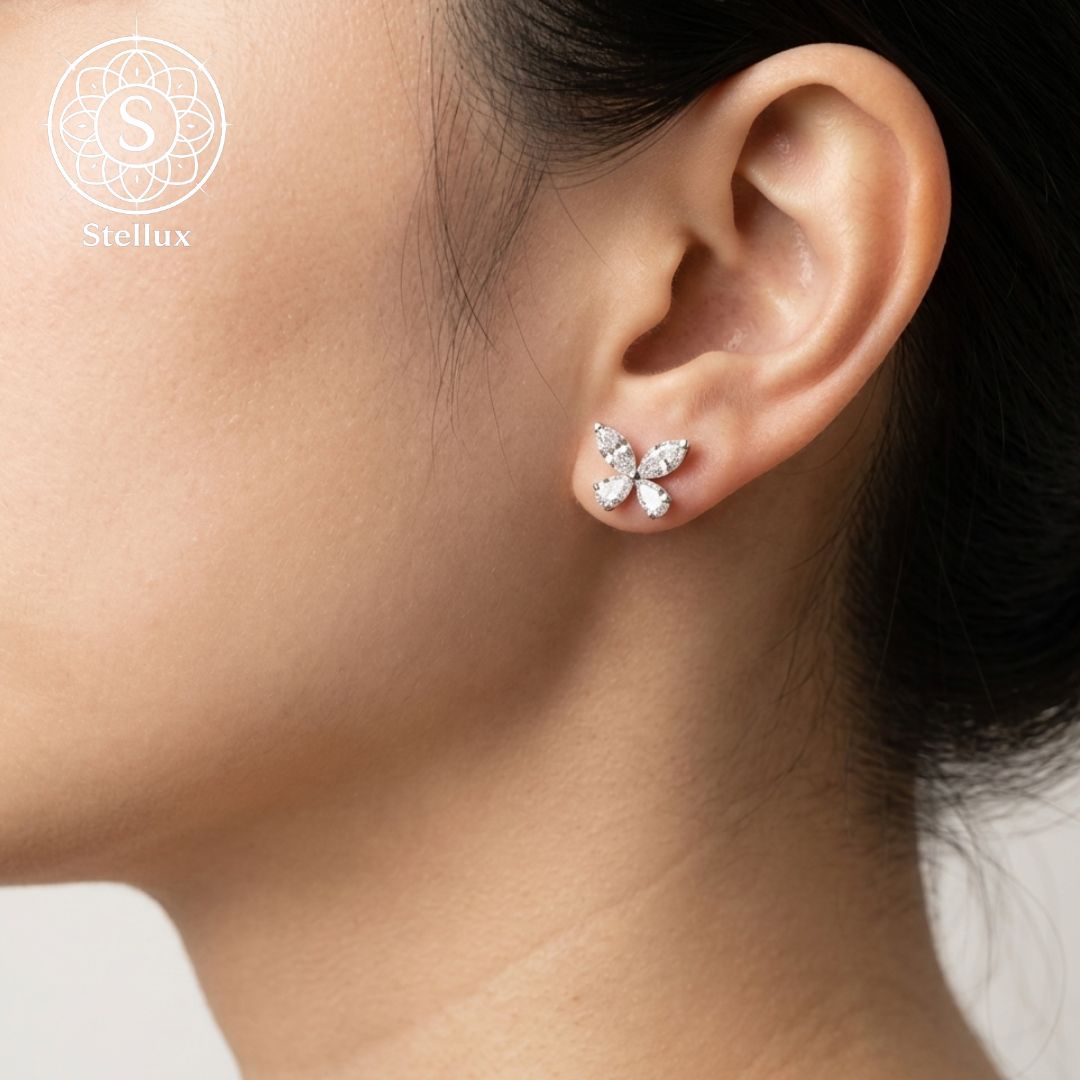 モアサナイト ピアス バタフライ トータル2.5ct S925 蝶 モアサナイト ピアス バタフライ トータル2.5ct S925 蝶 925シルバー