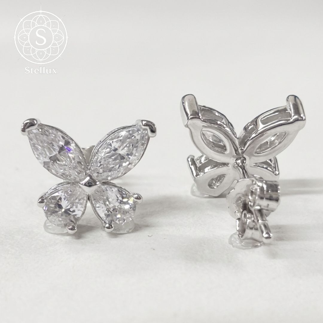 モアサナイト ピアス バタフライ トータル2.5ct S925 蝶 925シルバー