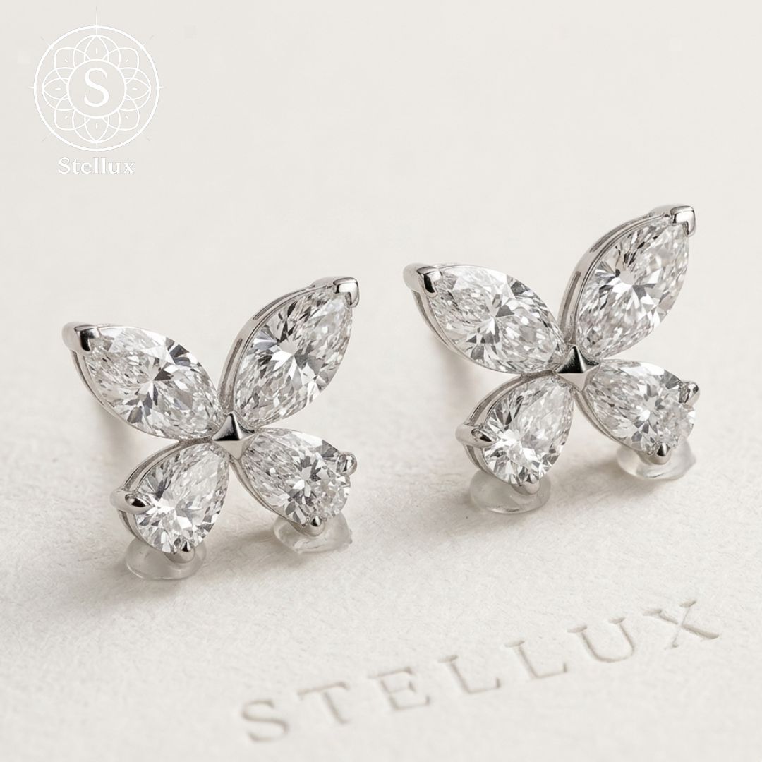 モアサナイト ピアス バタフライ トータル2.5ct S925 蝶 925シルバー