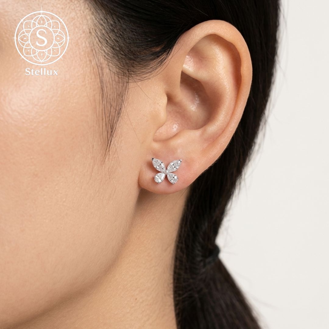 モアサナイト ピアス バタフライ トータル2.5ct S925 蝶 モアサナイト ピアス バタフライ トータル2.5ct S925 蝶 925シルバー