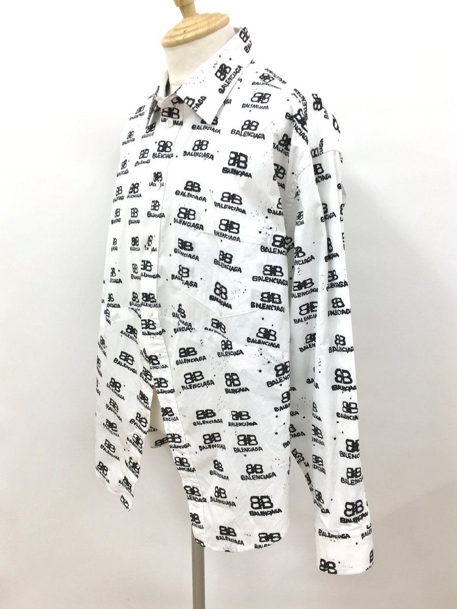 バレンシアガ BALENCIAGA 長袖シャツ ホワイト BB ロゴ 2502LA028 バレンシアガ BALENCIAGA 長袖シャツ ホワイト BB ロゴ 2502LA028