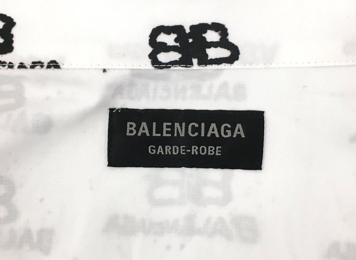 バレンシアガ BALENCIAGA 長袖シャツ ホワイト BB ロゴ 2502LA028 バレンシアガ BALENCIAGA 長袖シャツ ホワイト BB ロゴ 2502LA028