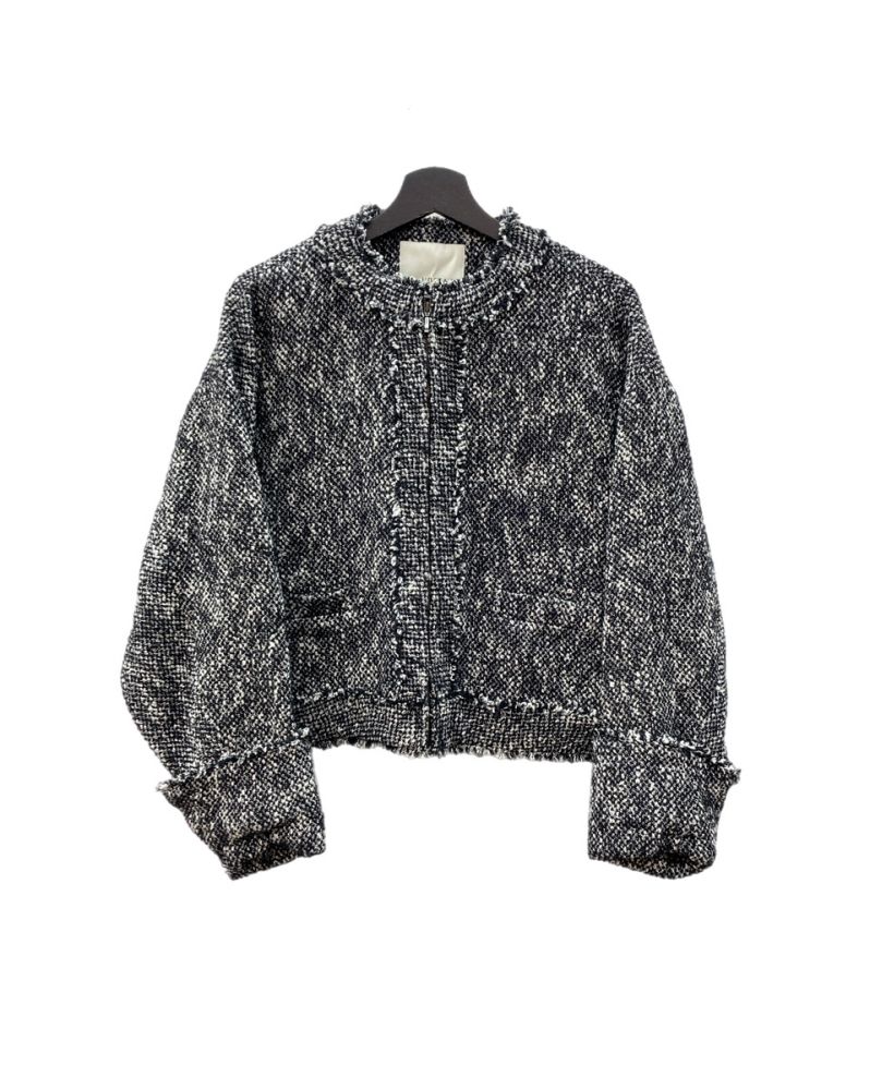 金子綾×uncrave コラボ ノーカラー ツイードジャケット サイズ2 オン