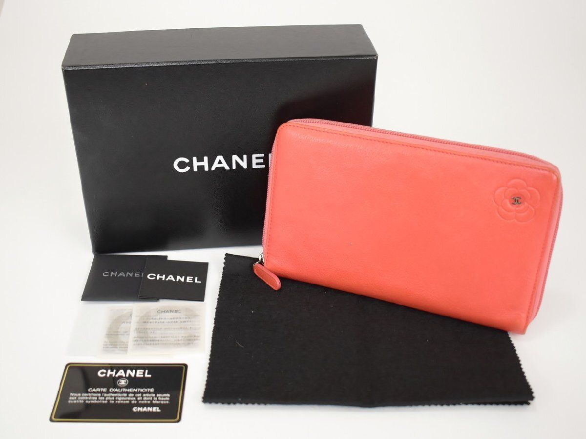 シャネル CHANEL 長財布 オレンジ系 ラウンドファスナー カメリア オーガナイザー → 2602LA012 シャネル CHANEL 長財布 オレンジ系 ラウンドファスナー カメリア
