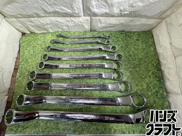 ▽【中古】ブルーポイント オフセットメガネレンチ 9本セット BBWDSMシリーズ 67 89 1213 1415 1617 1819 2022 2123 2427 6〜27mm Blue-Point