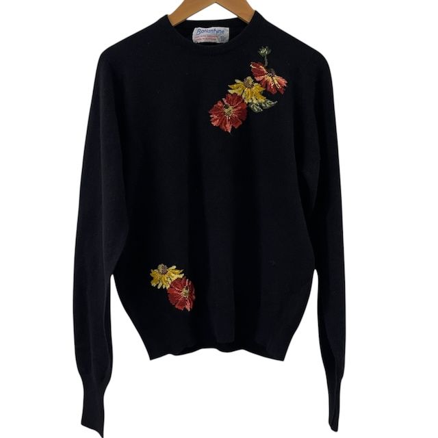 【美品】 BALLANTYNE　バランタイン カシミヤ100% ニット 長袖　襟 バランタイン BALLANTYNE ピュアカシミヤ100% ニット セーター 花柄