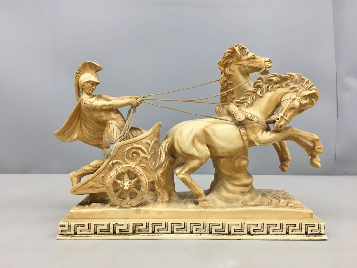 置物 A.SANTINI アンテルマ サンティーニ 戦馬車 騎士と馬 現状品 西洋美術 彫刻 オブジェ 2510LR043