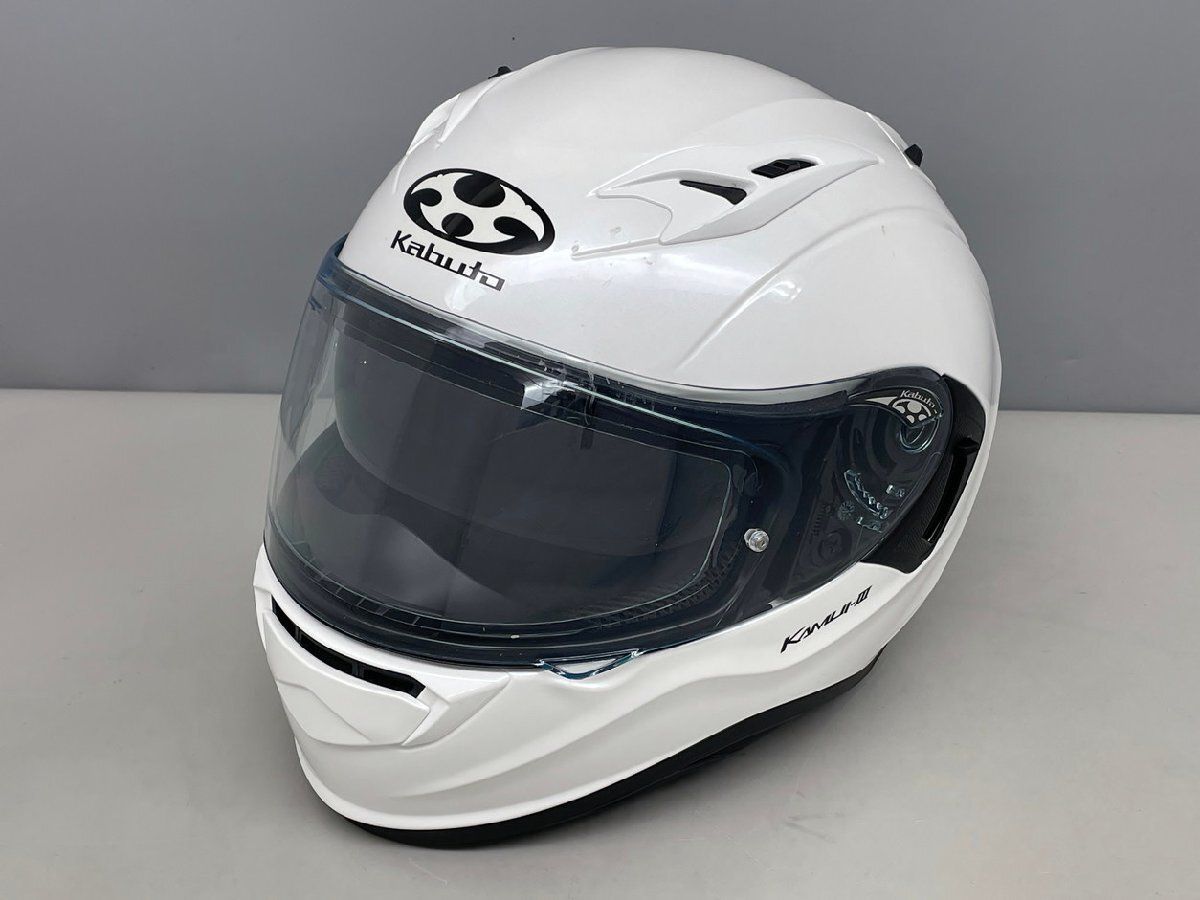 OGK KABUTO カブト バイク用フルフェイスヘルメット カムイ3 KAMUIⅢ パールホワイト M サイズ57-58cm 保存袋付き 美品 2602LR109