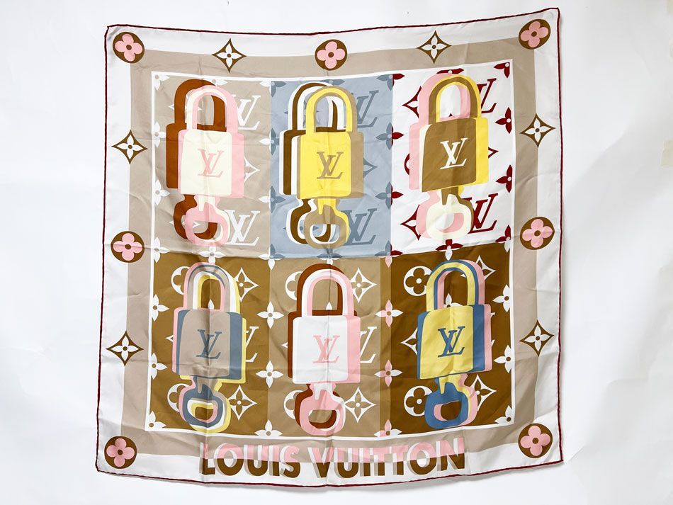 LOUIS VUITTON ルイヴィトン カレ90・LVアンロックド スカーフ シルク