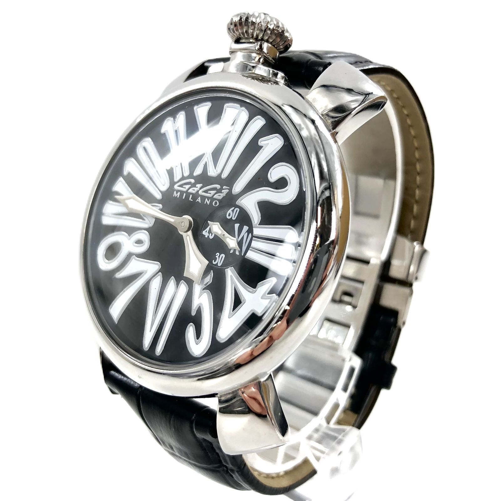 GaGa MILANO ガガミラノ マヌアーレ スリム 46MM 5089 AT ブラック文字