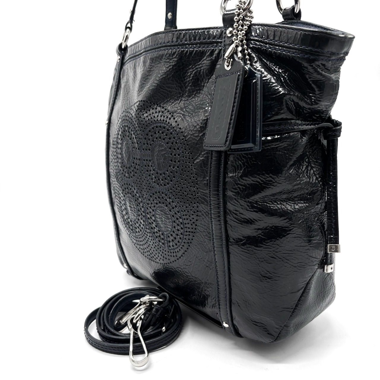 良品】coach y2k punching 2way shoulder handbag patent leather 