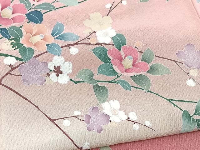 平和屋着物□訪問着 友禅 枝花文 暈し染め 正絹 逸品 BAAW8233yc