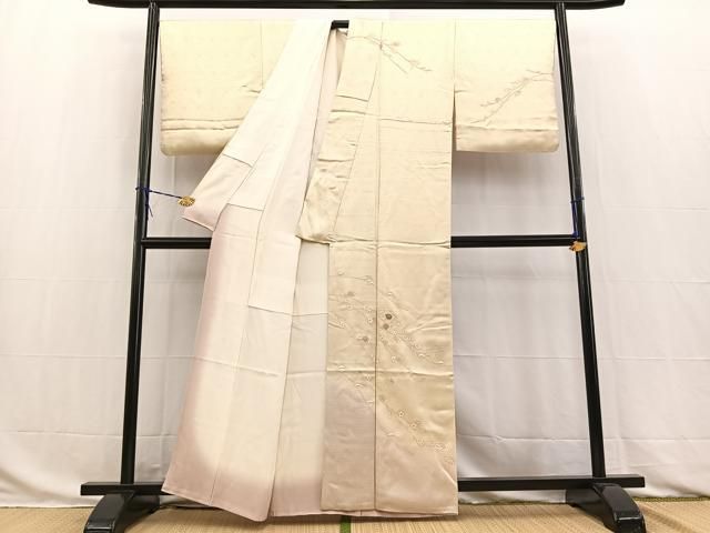 平和屋着物●訪問着　刺繍　貝紫　雲取り尾長鳥草花文　暈し染め　金彩　正絹　逸品　CABD7225ut 平和屋着物□訪問着 刺繍 枝花文 暈し染め 金彩 正絹 逸品 BAAW8234yc