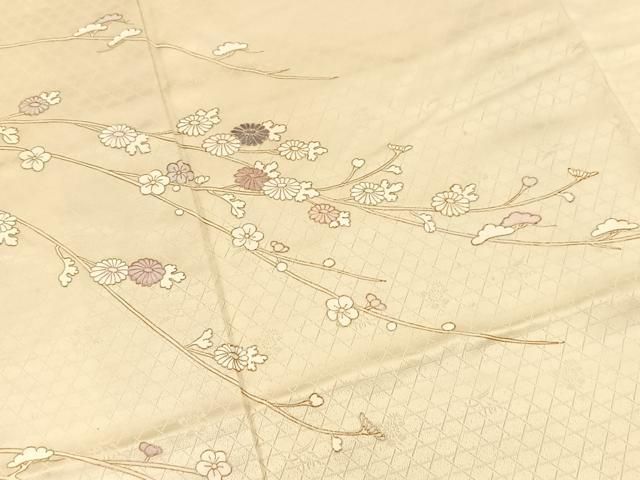 平和屋着物●染師　故・山代谷隆　訪問着　枝花文　正絹　逸品　BAAW3477mz 平和屋着物○染師 故・山代谷隆 訪問着 枝花文 正絹 逸品 BAAW3477mz