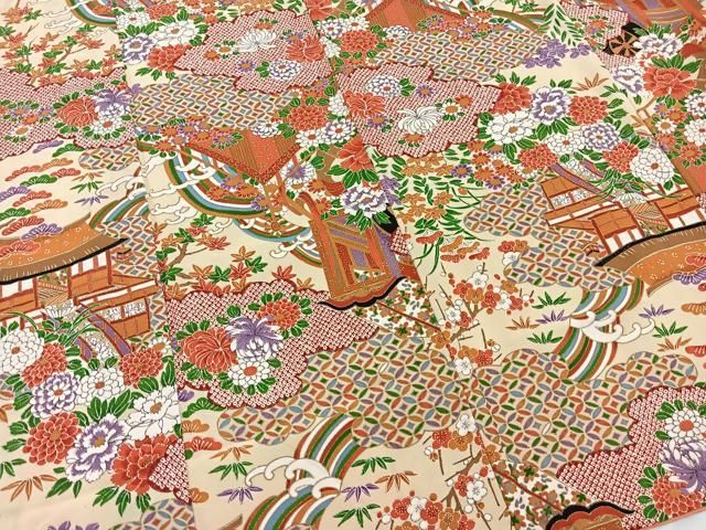 新品 超特価 平和屋着物□上質な小紋 花鳥文 鬼しぼ縮緬 着丈