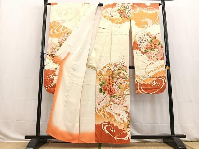 平和屋着物□豪華振袖 束ね熨斗花蝶文 暈し染め 金銀彩 正絹 逸品 平和 