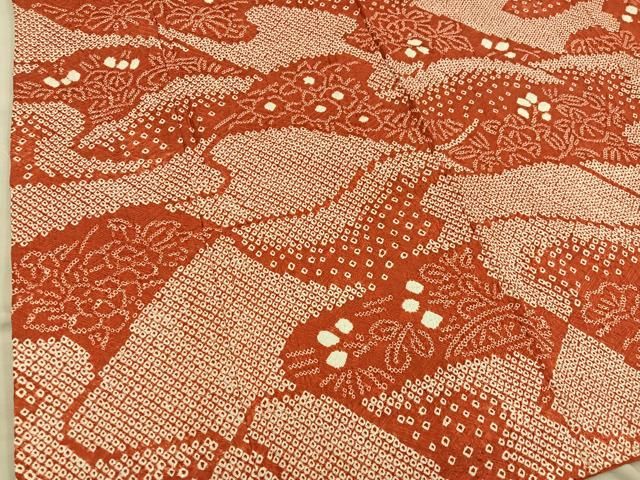 平和屋着物●上質な色無地　紋意匠　南天地紋　薄柿色　正絹　逸品　BAAW5114hj 平和屋着物○上質な色無地 紋意匠 南天地紋 薄柿色 正絹 逸品