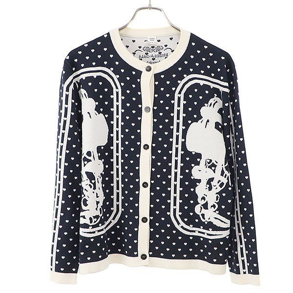 HERMES エルメス 18AW Brides de Gala Love カシミヤシルクカーディガン  ネイビー ホワイト 44 HERMES エルメス 18AW Brides de Gala Love カシミヤシルク