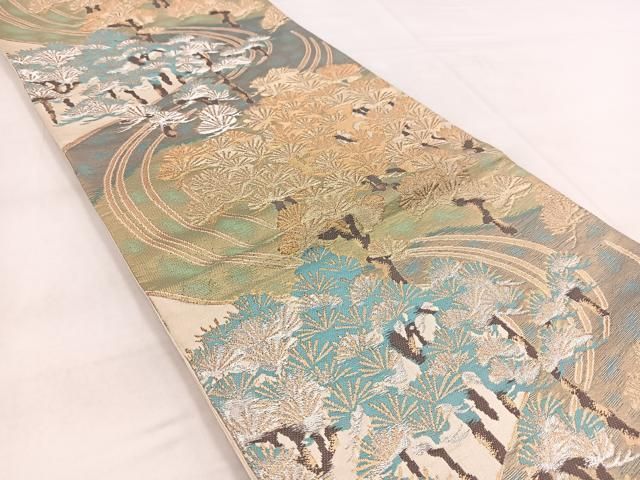 平和屋着物◎六通柄袋帯 唐織 浜松文 金銀糸 正絹 逸品 BAAW8576yc