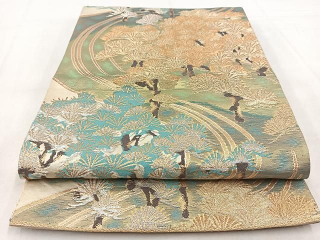 平和屋着物◎六通柄袋帯 唐織 浜松文 金銀糸 正絹 逸品 BAAW8576yc