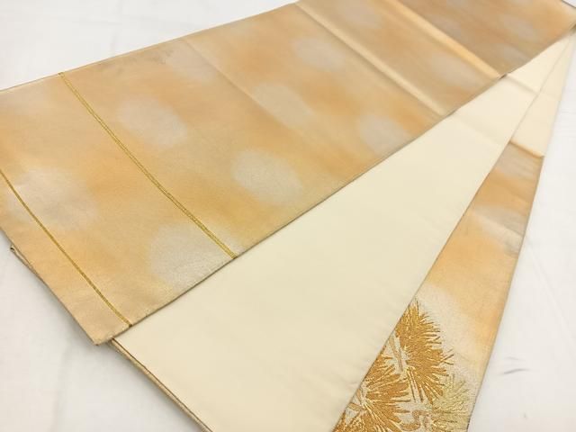 平和屋着物●太鼓柄袋帯　よろけ縞　金糸　正絹　逸品　CABC5557hy 平和屋本店□極上 太鼓柄 本袋帯 龍村平蔵柄 威毛錦 金銀糸 逸品