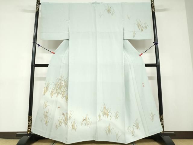 平和屋着物●京加賀友禅　百貫達雄　訪問着　秋草文　雀　正絹　逸品　DABD9096ud 平和屋着物○京加賀友禅 百貫達雄 訪問着 秋草文 雀 正絹 逸品
