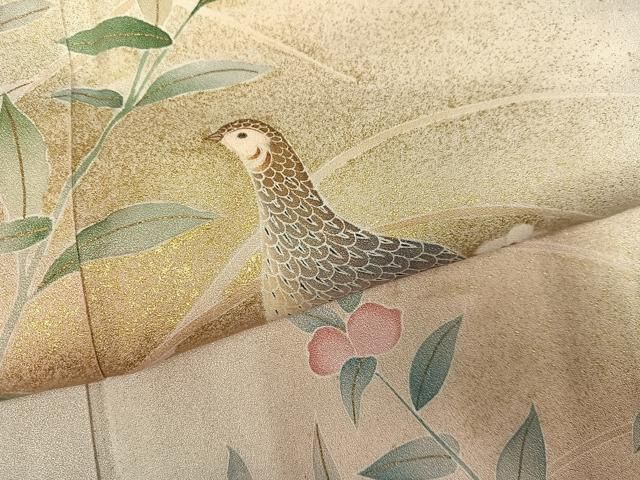 平和屋着物●訪問着　友禅　花鳥文　暈し染め　金彩　正絹　逸品　AABH5273ph 平和屋着物○訪問着 友禅 花鳥文 暈し染め 金彩 正絹 逸品 AABH5273ph