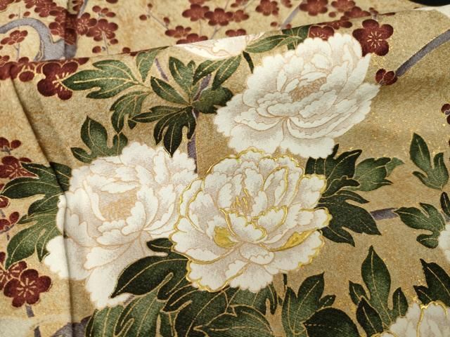平和屋着物●豪華黒留袖　作家物　花蝶文　金彩　正絹　逸品　AABH7020ck 平和屋着物○豪華黒留袖 作家物 花蝶文 金彩 正絹 逸品 AABH7020ck