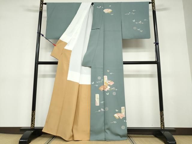 平和屋着物●訪問着　地紙花蝶文　金彩　ますいわ屋扱い　正絹　逸品　DABD9361ud 平和屋着物○訪問着 地紙花蝶文 金彩 ますいわ屋扱い 正絹 逸品